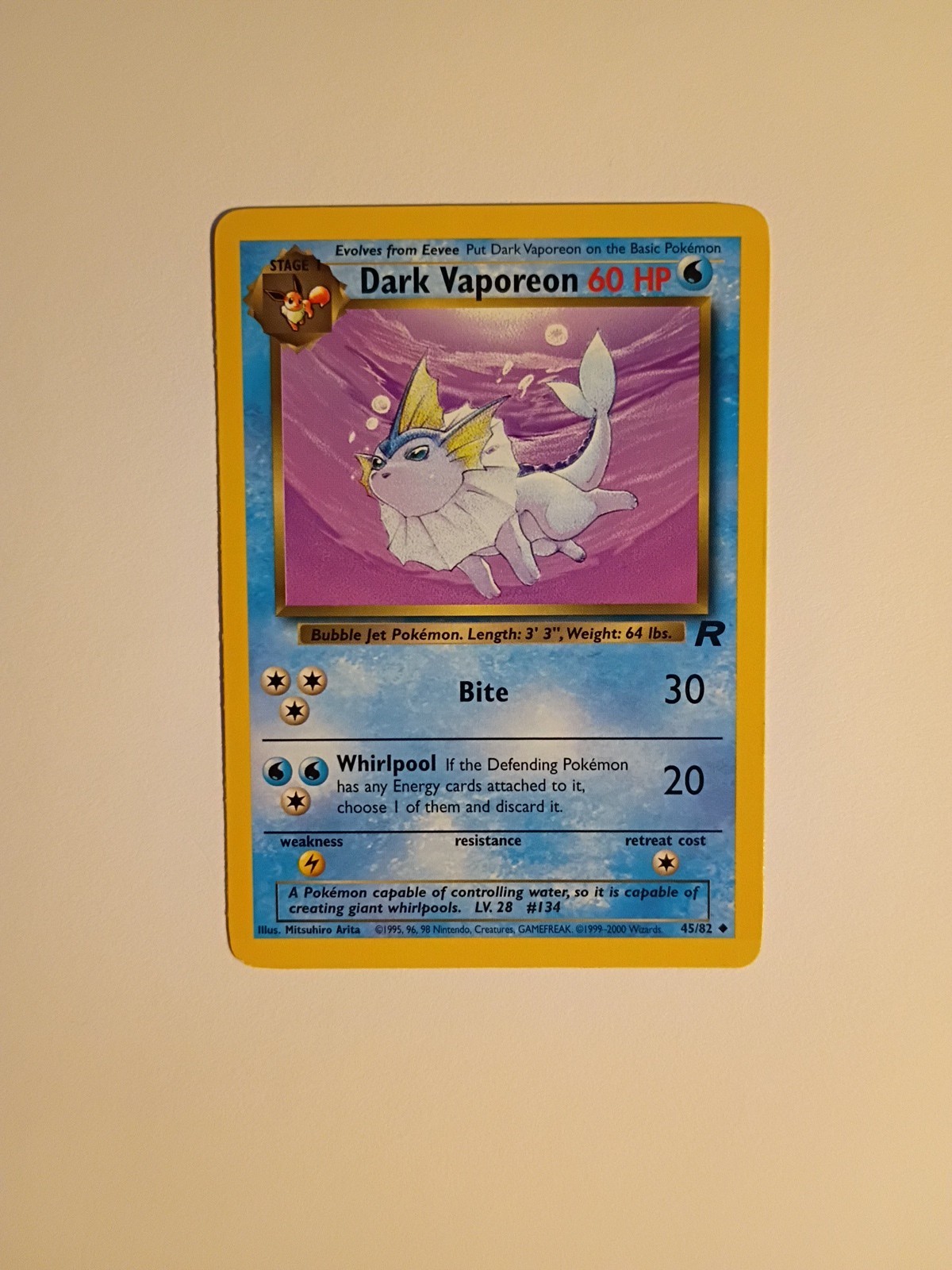 Pokémon Dark Vaporeon TCG Uncommon Card 45/82 Unlimited