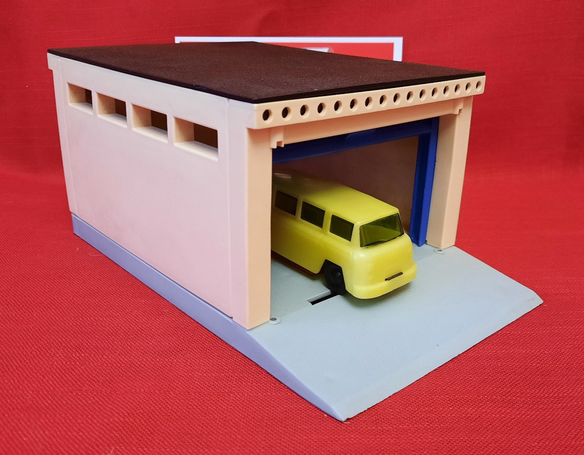 RARE Vintage Plastic Minibus Auto Soviet Russian Mini Toy in Garage USSR 1970's