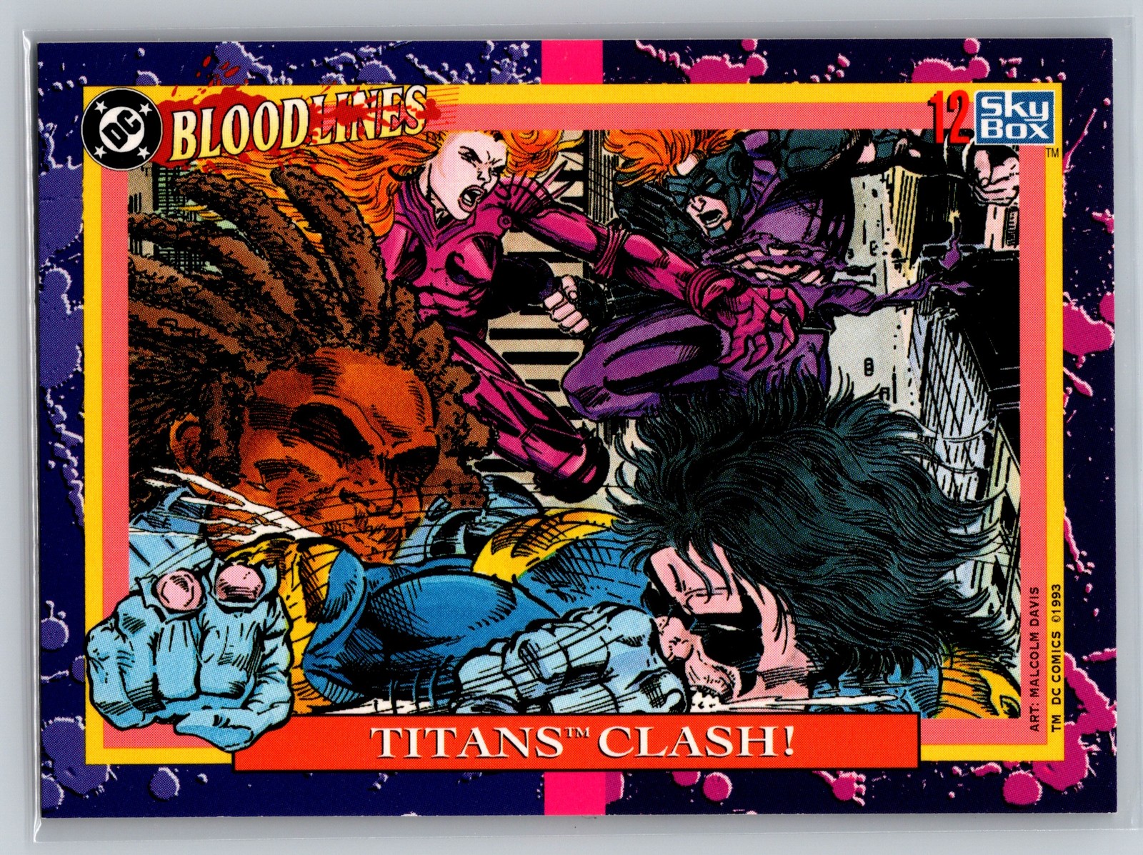 1993 SkyBox DC Bloodlines #12 Titans Clash New Blood Heroes Action Scene Card