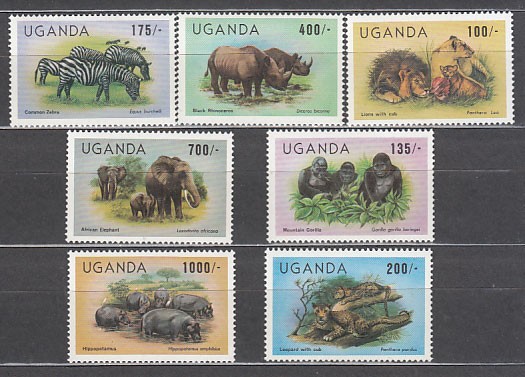 Uganda - Yvert Mail 343/9 ** MNH Fauna