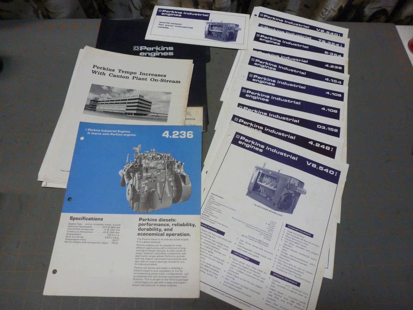 VTG 1975 Perkins Industrial Diesel Engines Sales Portfolio Brochure Catalog