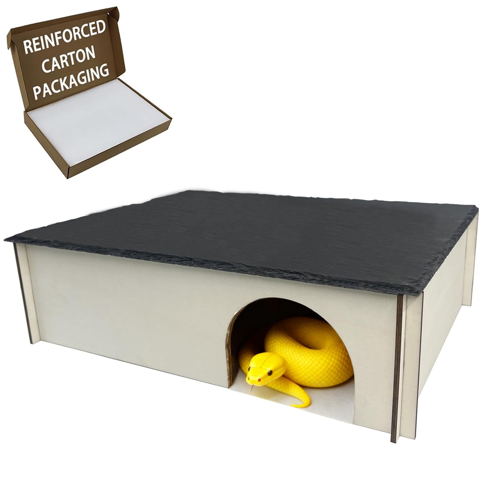 Large Snake Hide with Slate Reptile Hide Box Ball Python Hide 15.7×11.8×4.3"(...