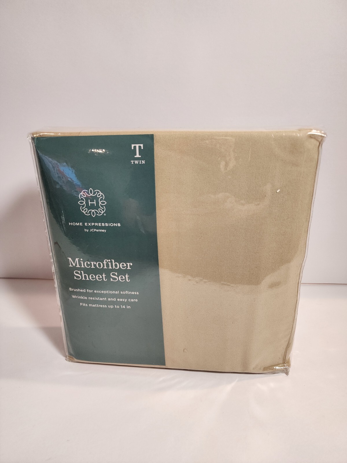 Twin Sheet Set Microfiber Tan Beige Home Expressions by JcPenney RAFFIA NWT