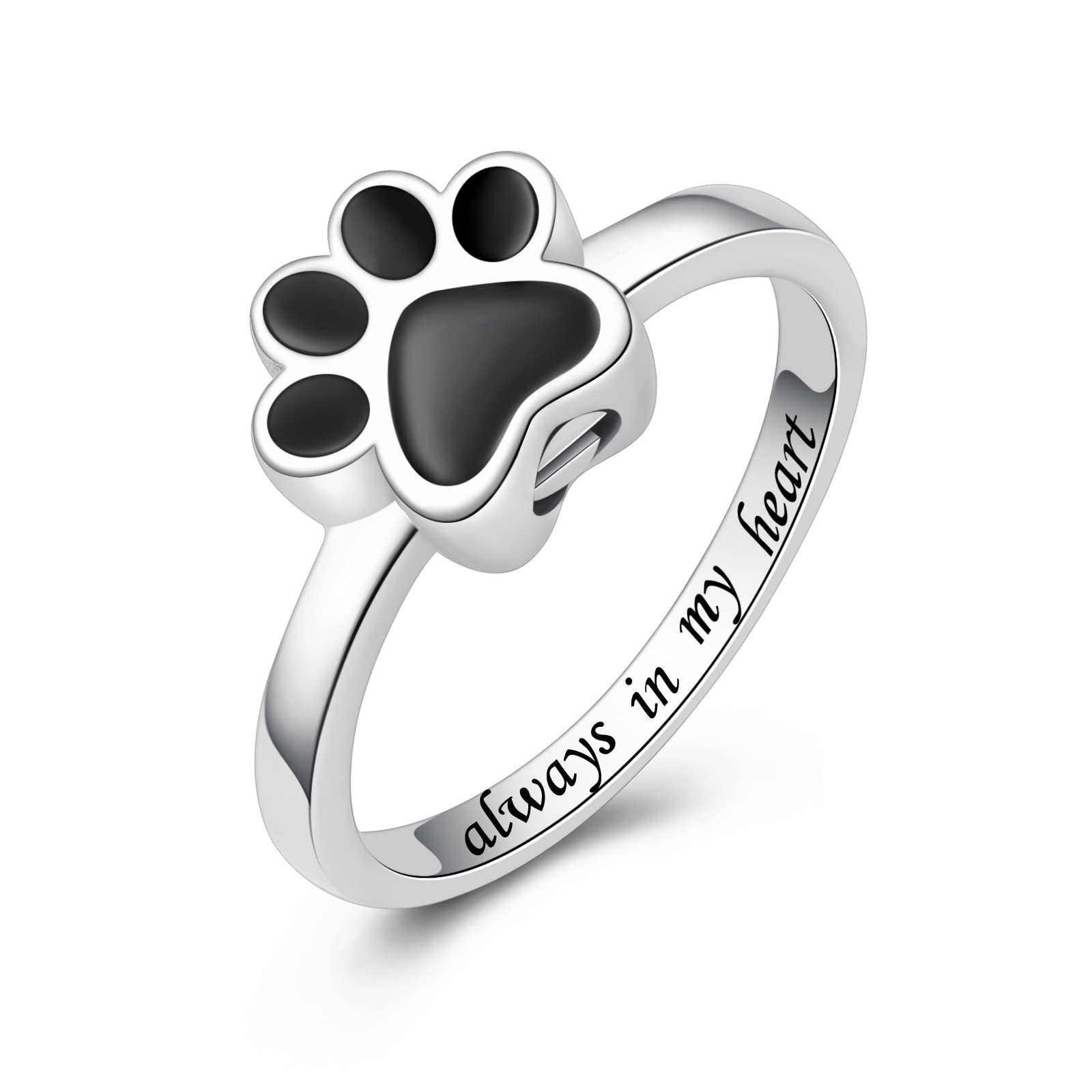Sterling Silver Forever in My Heart Cremation Urn Ring Hold Loved Pet Dog Ash...