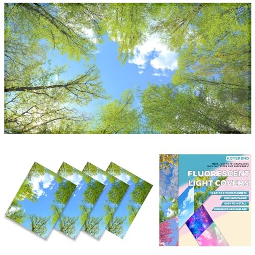 Pcs Fluorescent Light Covers for Ceiling Lights, 2xFeet 4 Forest(4 Pack)