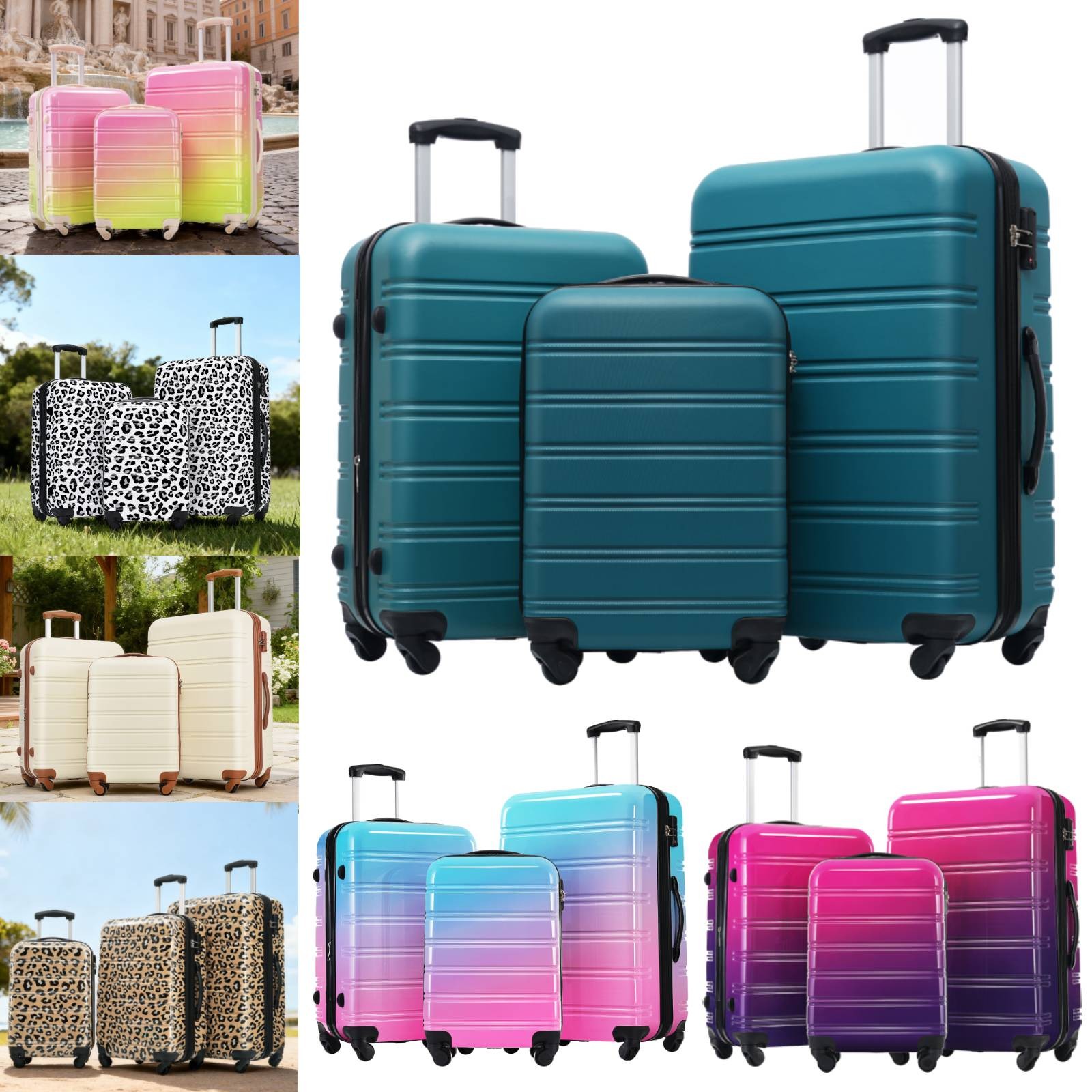 3 Piece Luggage Set Hardshell Carry on Suitcase with Spinner & TSA 20''24''28''