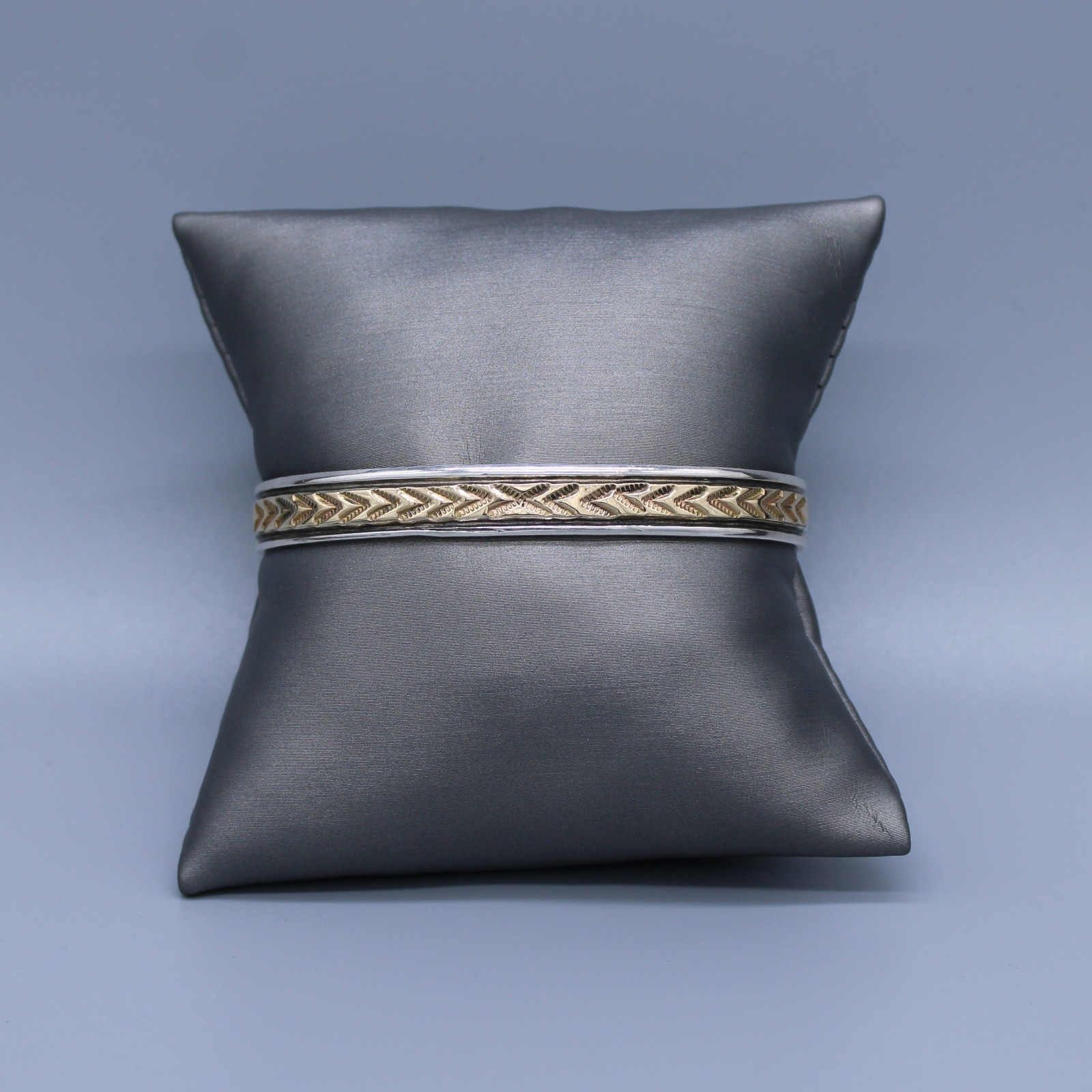 Sterling Silver 14k Hand Stamped Cuff Bracelet