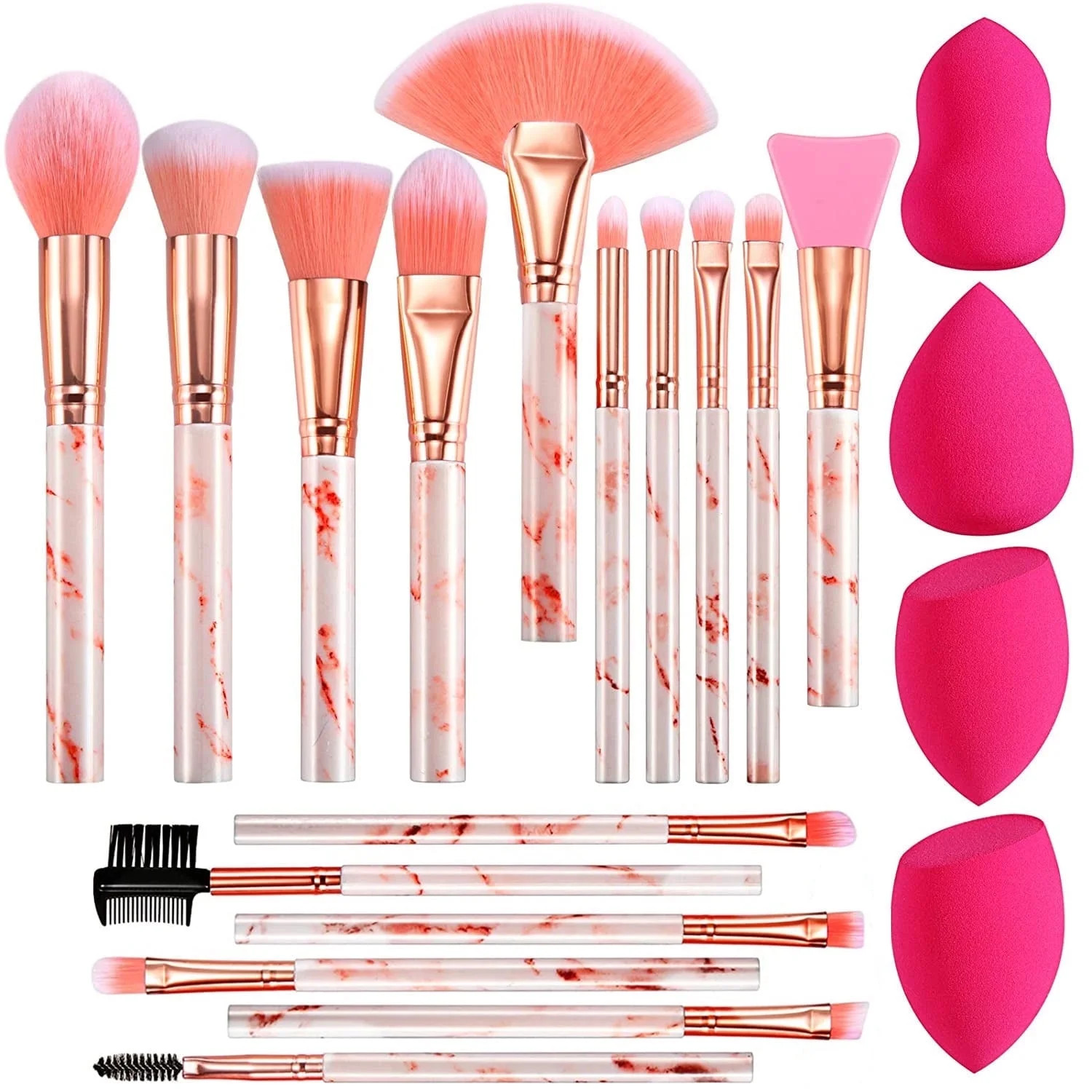 Makeup Brushes 16PCS Professional Makeup Brushes Set with 4Pcs Makeup Sponge Fou