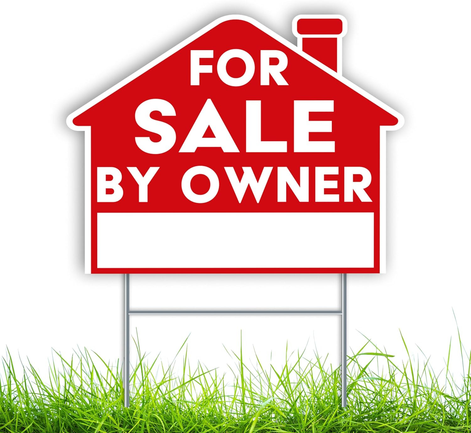 For Sale by Owner Yard Sign with Stake, 17X13 Double-Sided Coroplast Sign for Ho
