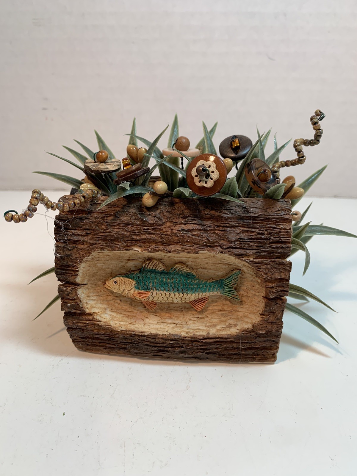 Vtg Button Bouquet/Fish Bokay-Country-Farmhouse-Primitive-Cabin-Rustic