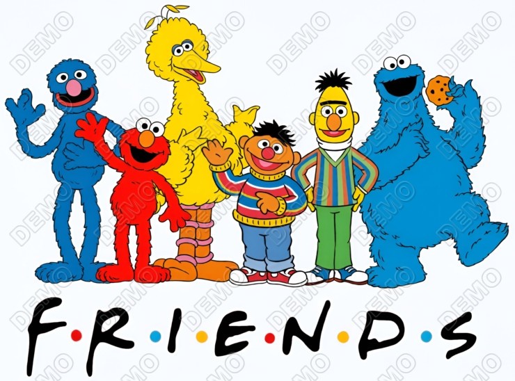 Friends Elmo Cookie Monster   DTF  Shirt Iron on Transfer N8