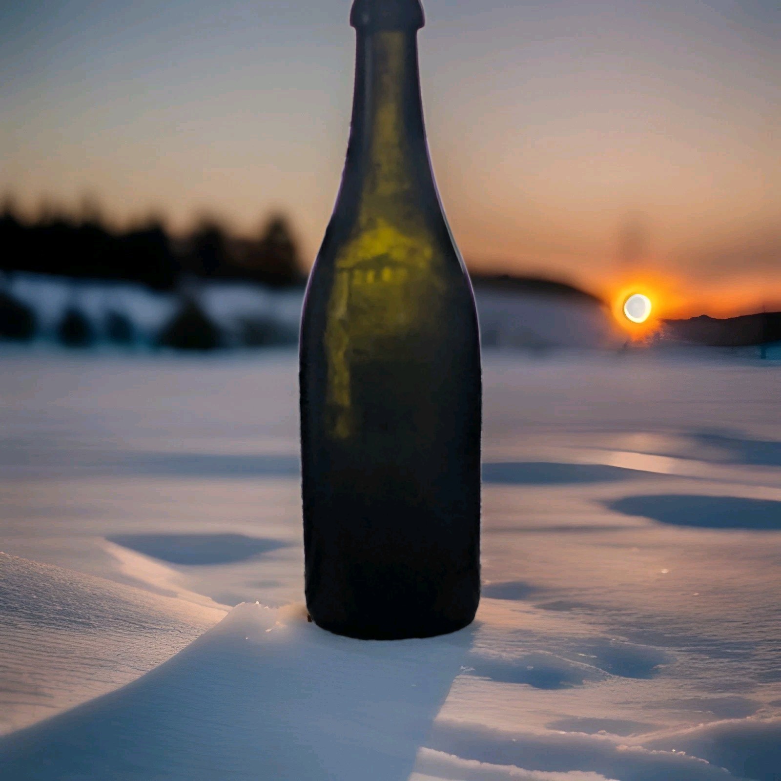 Antique Dark Green Beer Bottle Pontil