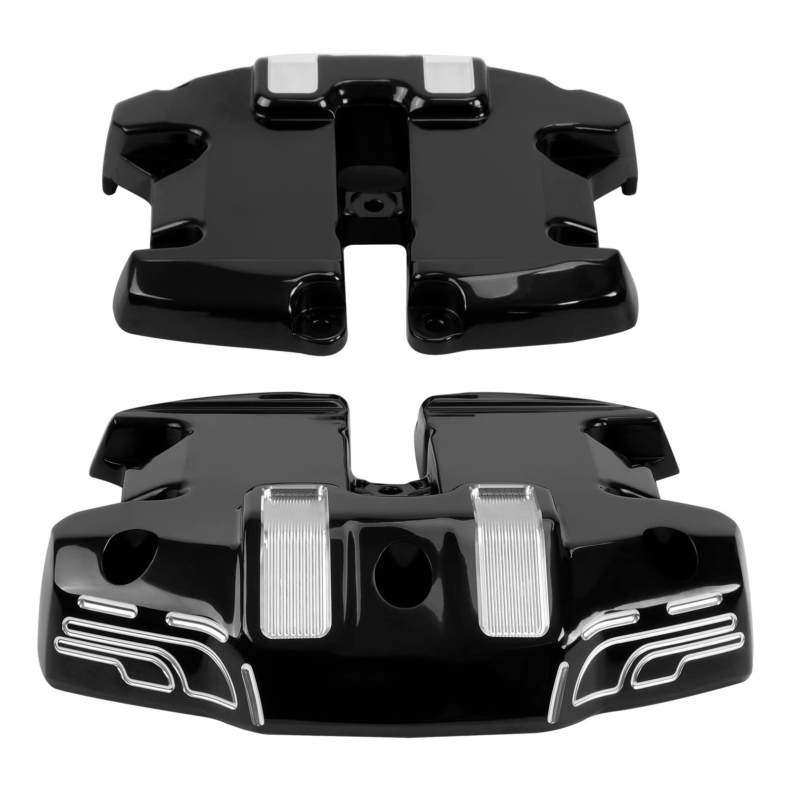 Black Upper Rocker Box Covers For Touring Street Glide 17-24 Softail 18-24