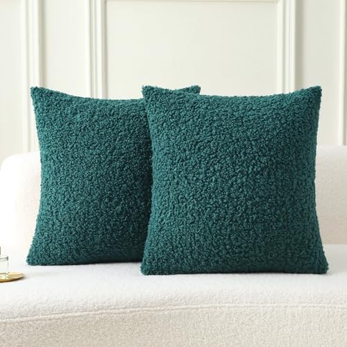  Dark Green Throw Pillow Covers 18x18 18" x 18" (Pack of 2) Teddy-dark Green