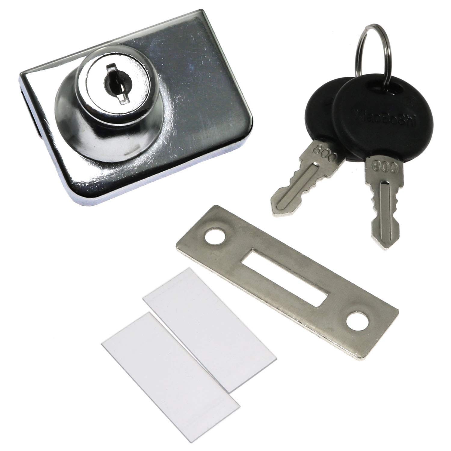 RLECS Door Double Glass Lock with Keyed Alike,Cabinet Display Double, Silver 