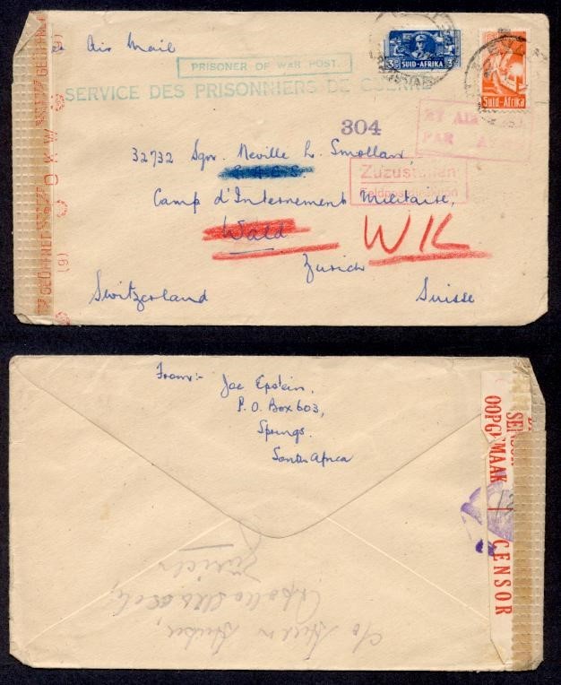 SOUTH AFRICA WWII POW TO SWITZERLAND