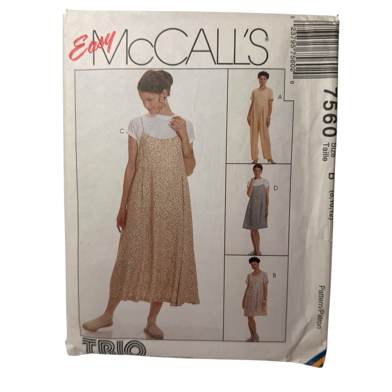 McCalls Maternity Jumpsuit & Dresses Sewing Pattern 7560 Size 8-12 CUT