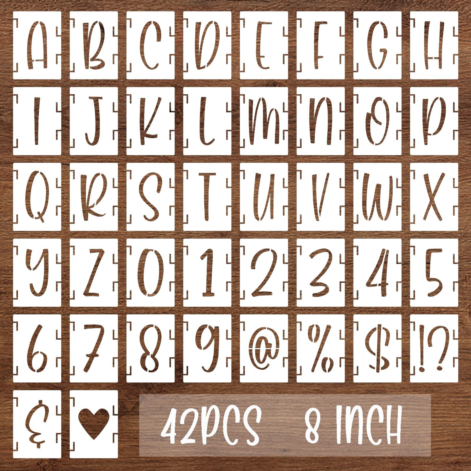 BAMIDELE 8 Inch Alphabet Letter Numbers Stencils, 42 Pcs Reusable Plastic Let...