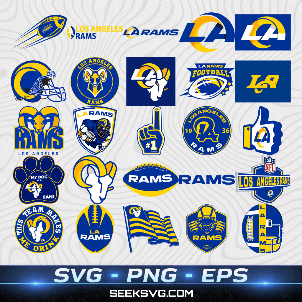 Los Angeles Rams SVG Bundle – 25 Football Logos, Rams, Helmets & Fan Graphics