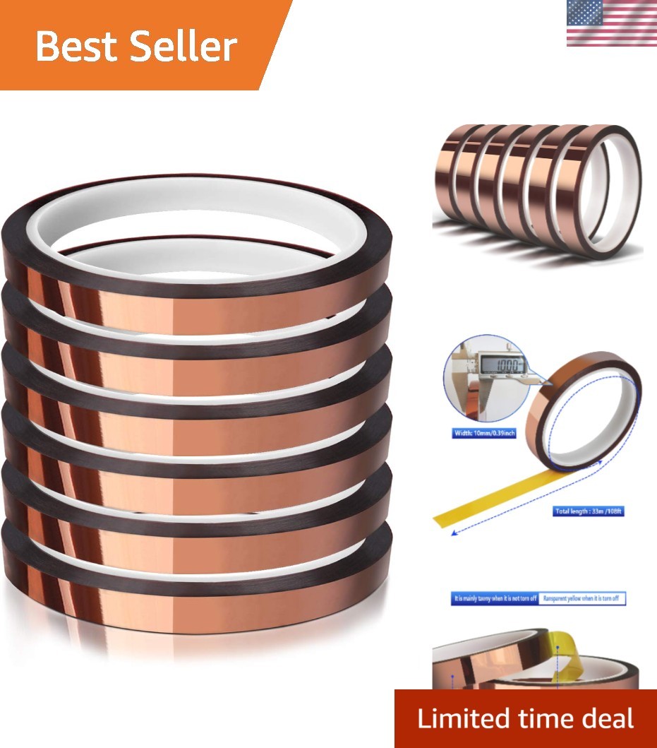 Sublimation Essentials: 6 Rolls Heat Resistant Tape, No Residue, 10mm x 108ft