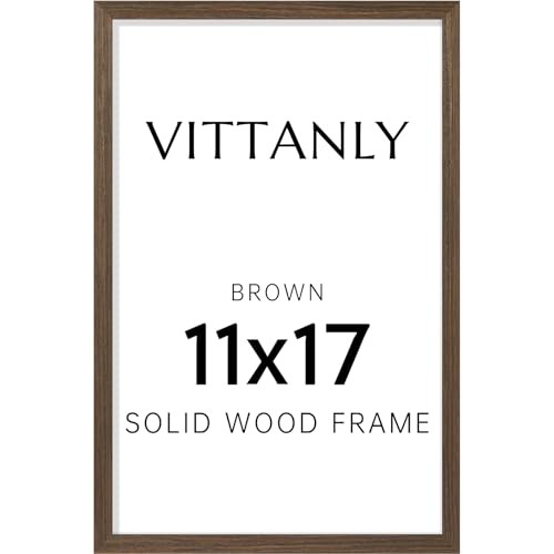  Picture Frame, Solid Wood Frame with Plexiglass, Includes 8x12 11x17 Brown