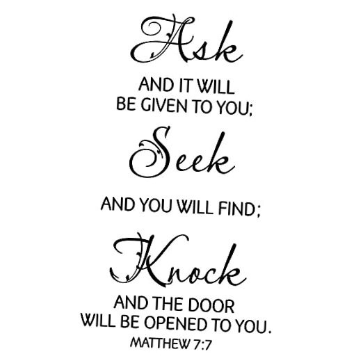 Ask Seek Knock Scripture Wall Art – Matthew 7:7 Bible Verse Black-jwh217