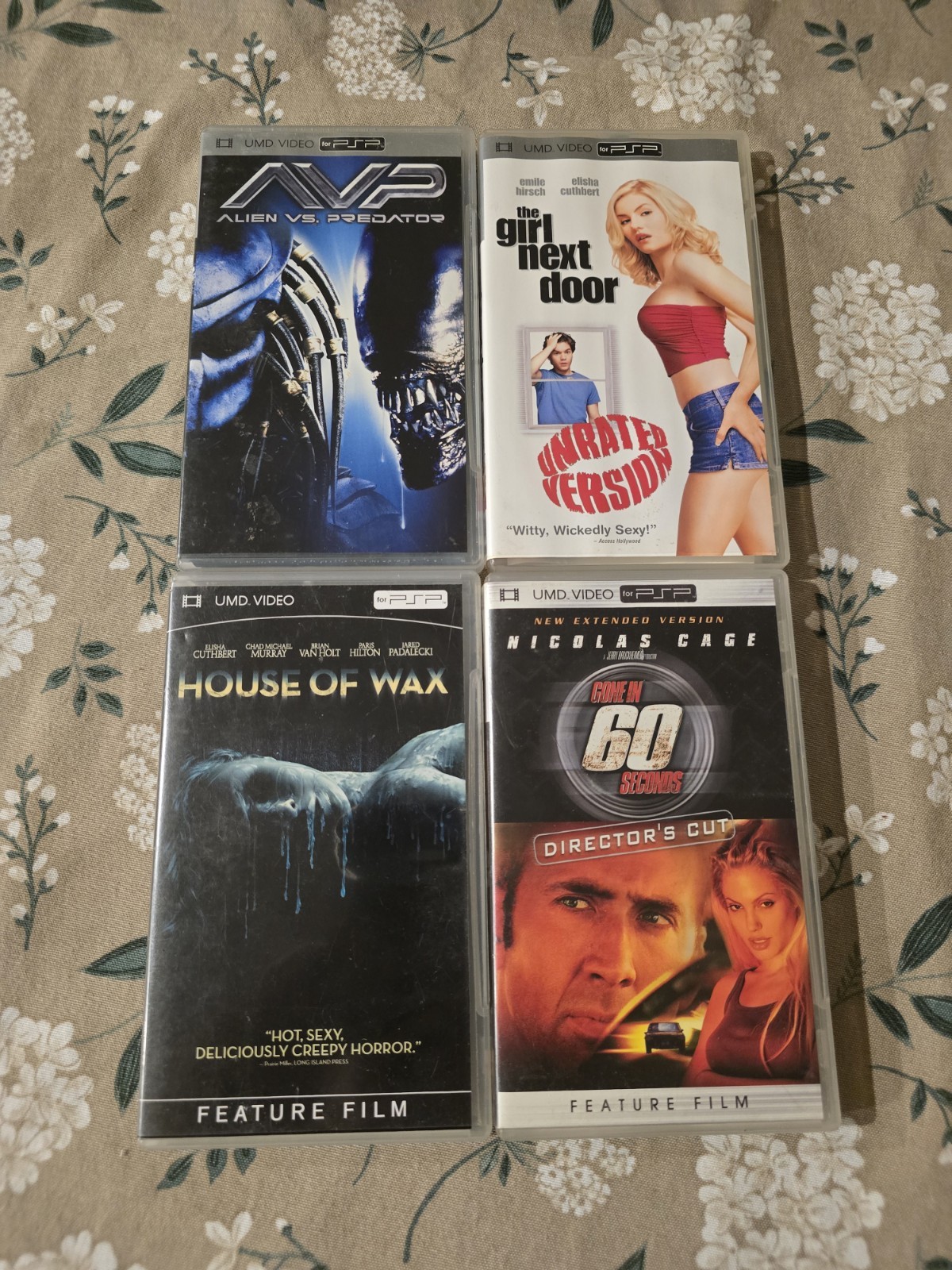 Lot Of 4 Sony PSP UMD Movies (AVP, The Girl Next Door, House Of Wax, Gone In 60)