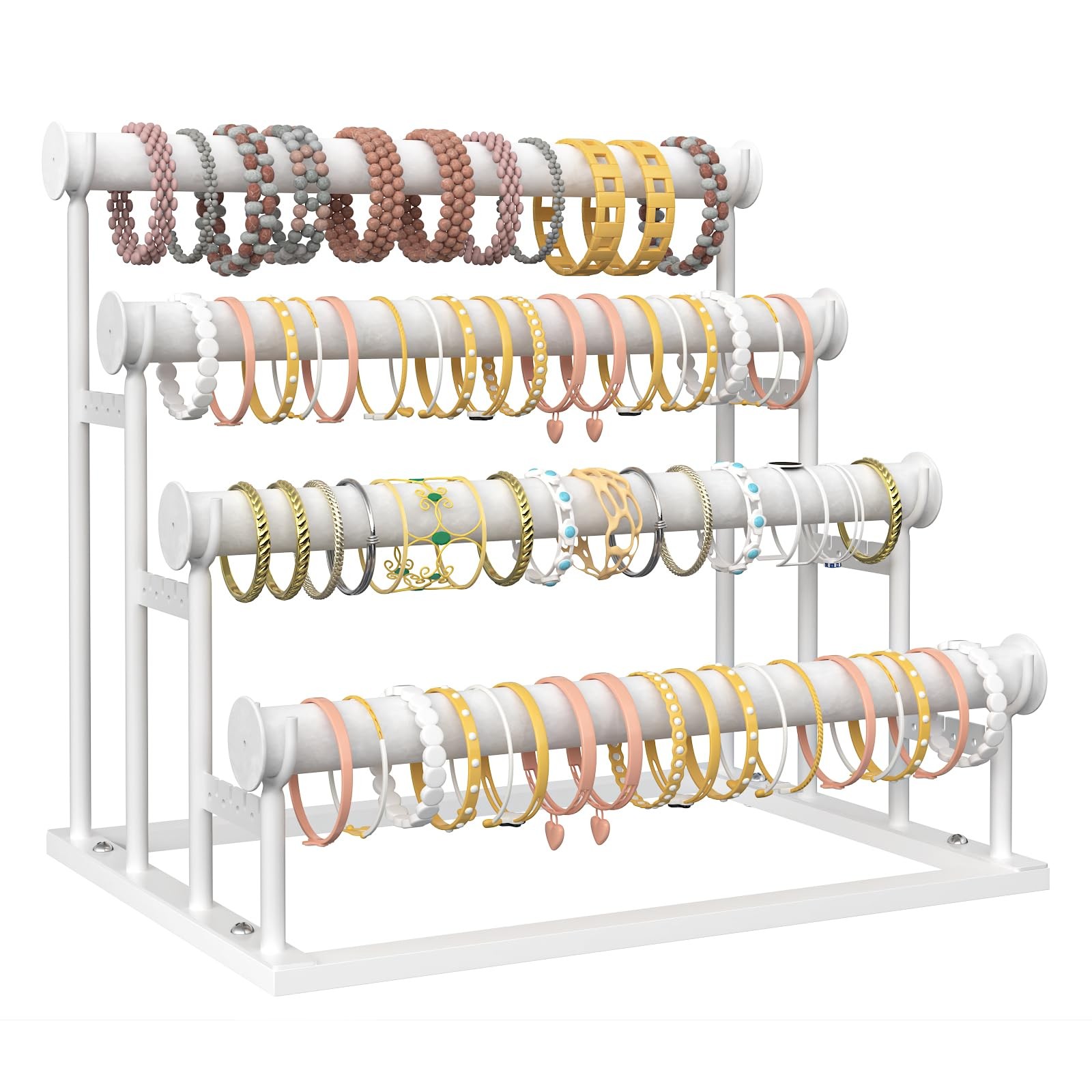 4 Tier Bracelet Holder, Detachable Velvet Jewelry Display Stand, T-Bar Neckla...