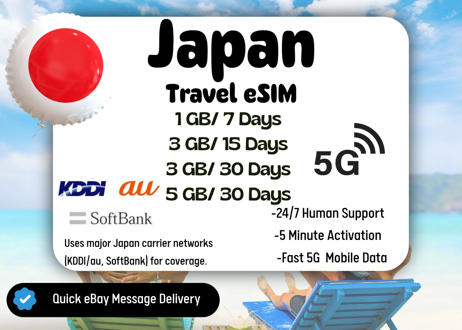 [eSIM]  Japan Travel eSIM Card, 1-5GB,7-30Days,QR Cod, Fast Delivery