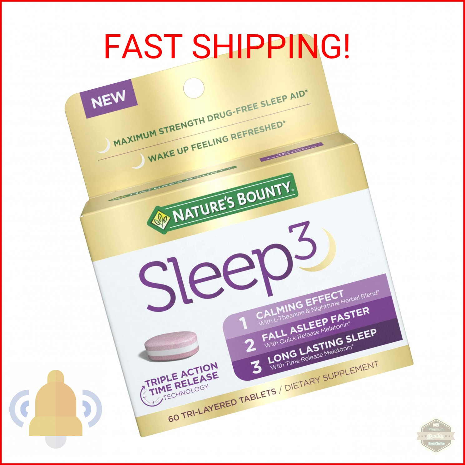 Max Strength Sleep Aid, 10mg Melatonin, Drug-Free - Natural Sleep3