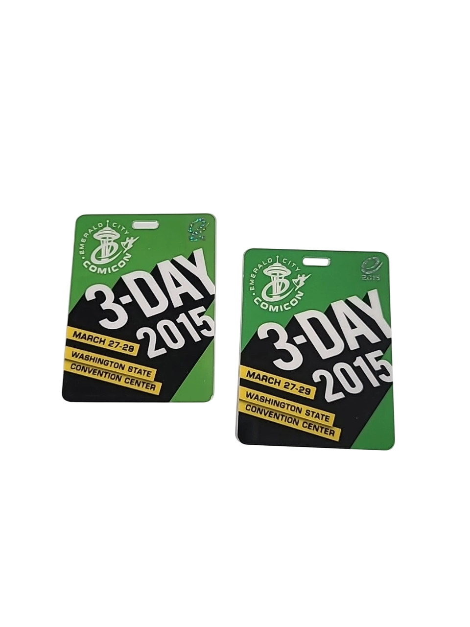 Emerald City Comicon 3-day 2015 Pass 2X Passes Two