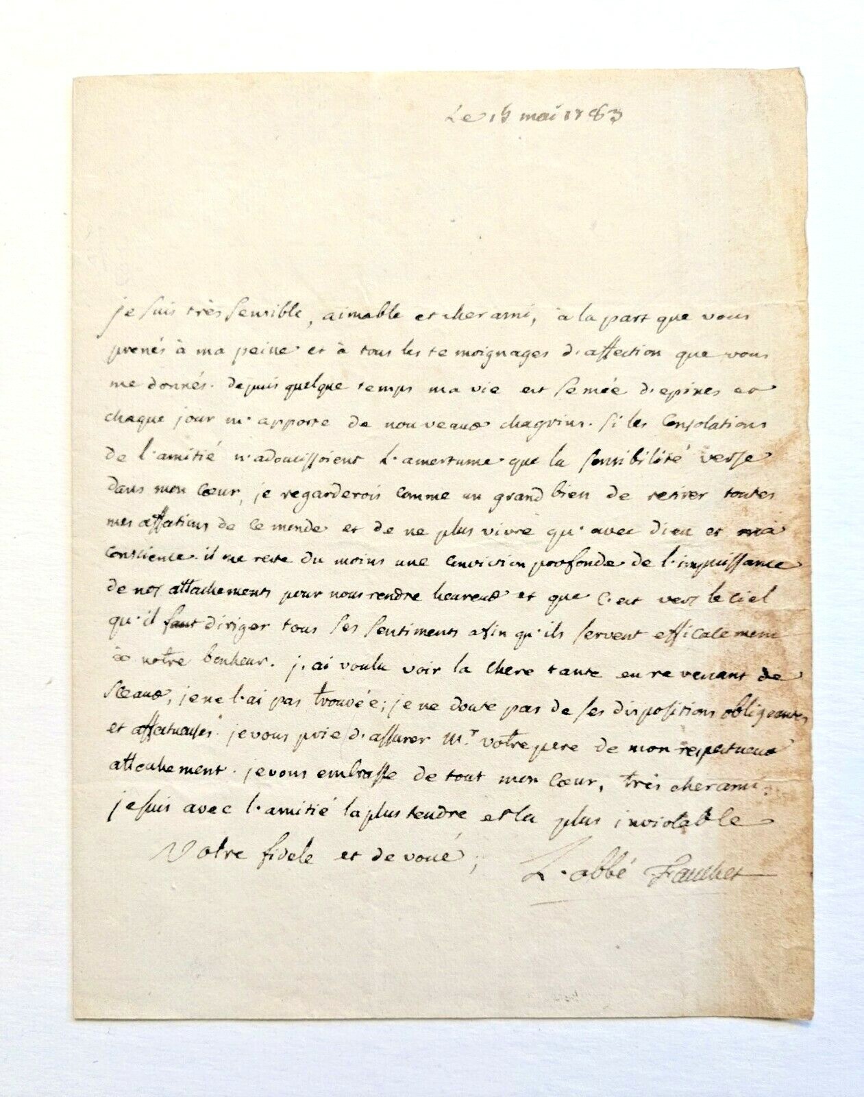 1783 CLAUDE FAUCHET GUILLOTINED FRENCH REVOLUTIONIST - HANDWRITTEN SIGNED LETTER