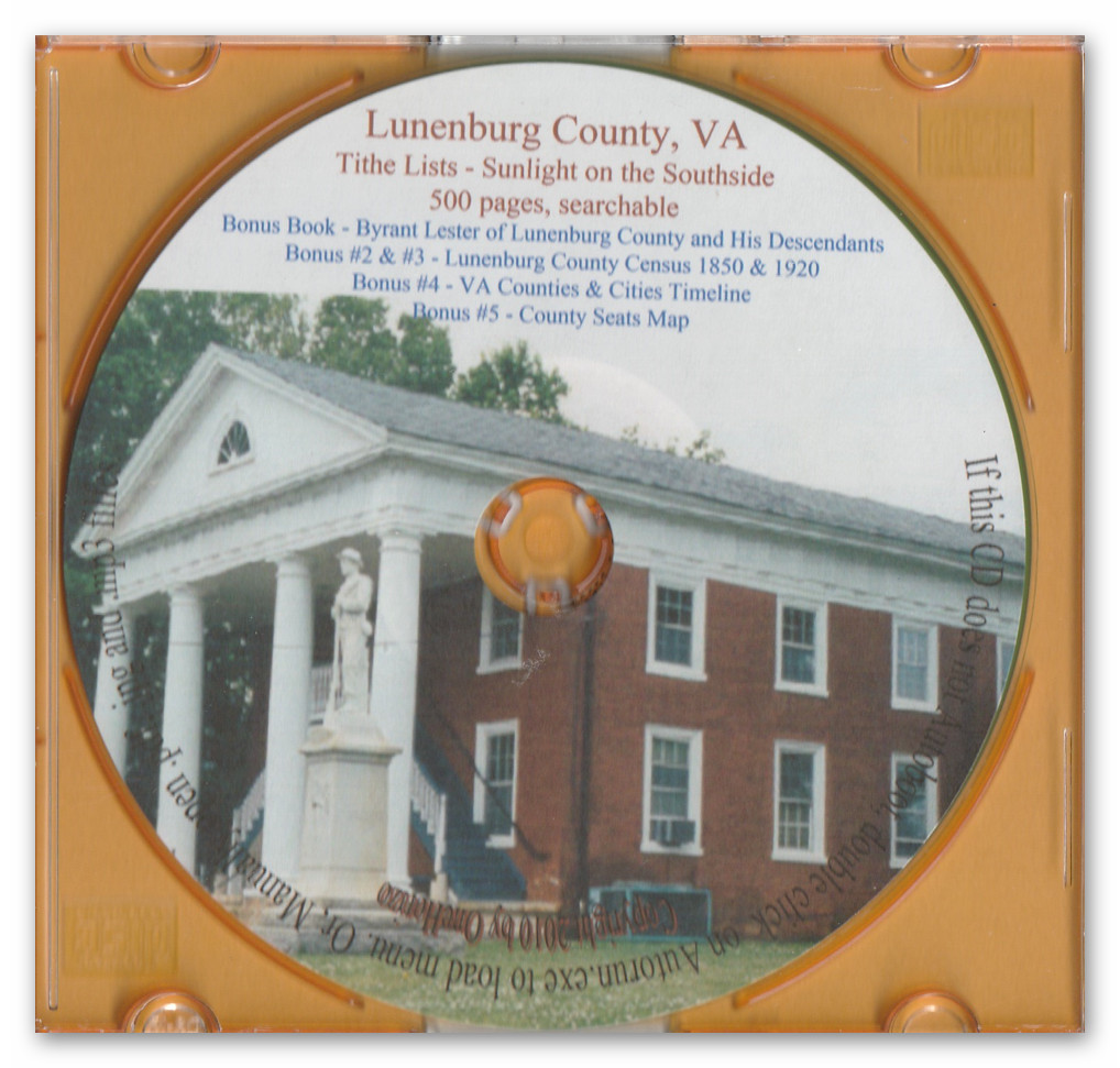 Lunenburg County Tithe Lists + Bonus Census 1850 & 1920