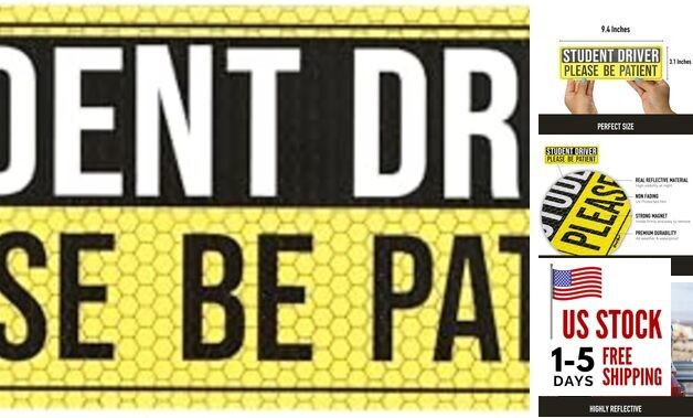  Student Driver Magnet, 9.4" X 3.1" Bumper Magnetic Sticker for New Drivers 