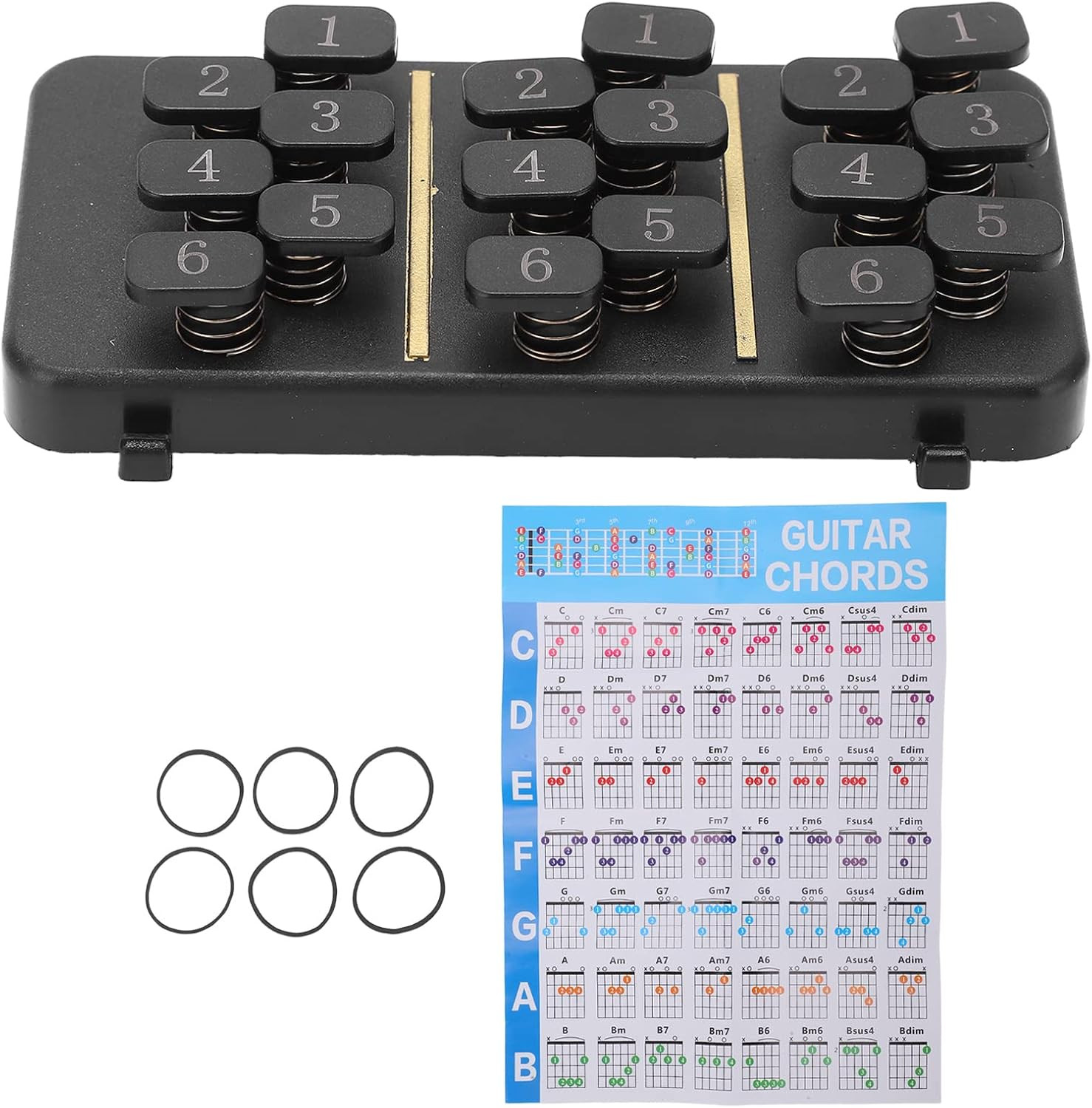 Guitar Aid Chord Learning System - Clear Tone Non-Pain Tool with 18 Buttons, 110