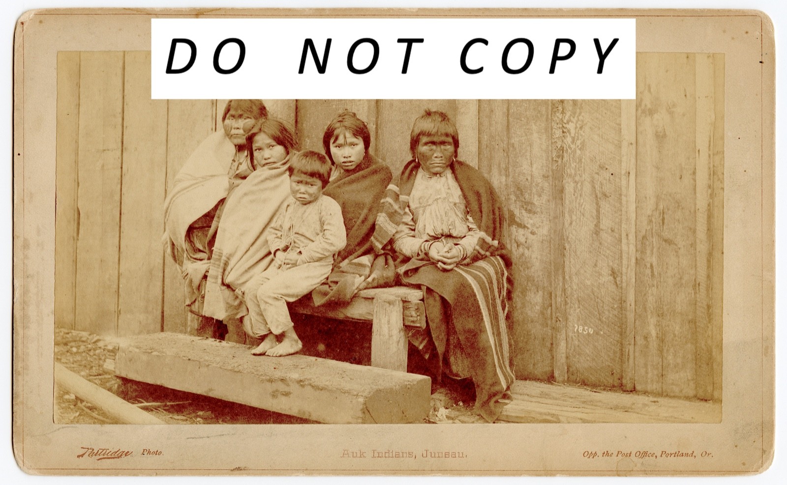 RARE 1886 William H. Partridge Sepia Boudoir Card Auk Indians, Juneau Alaska