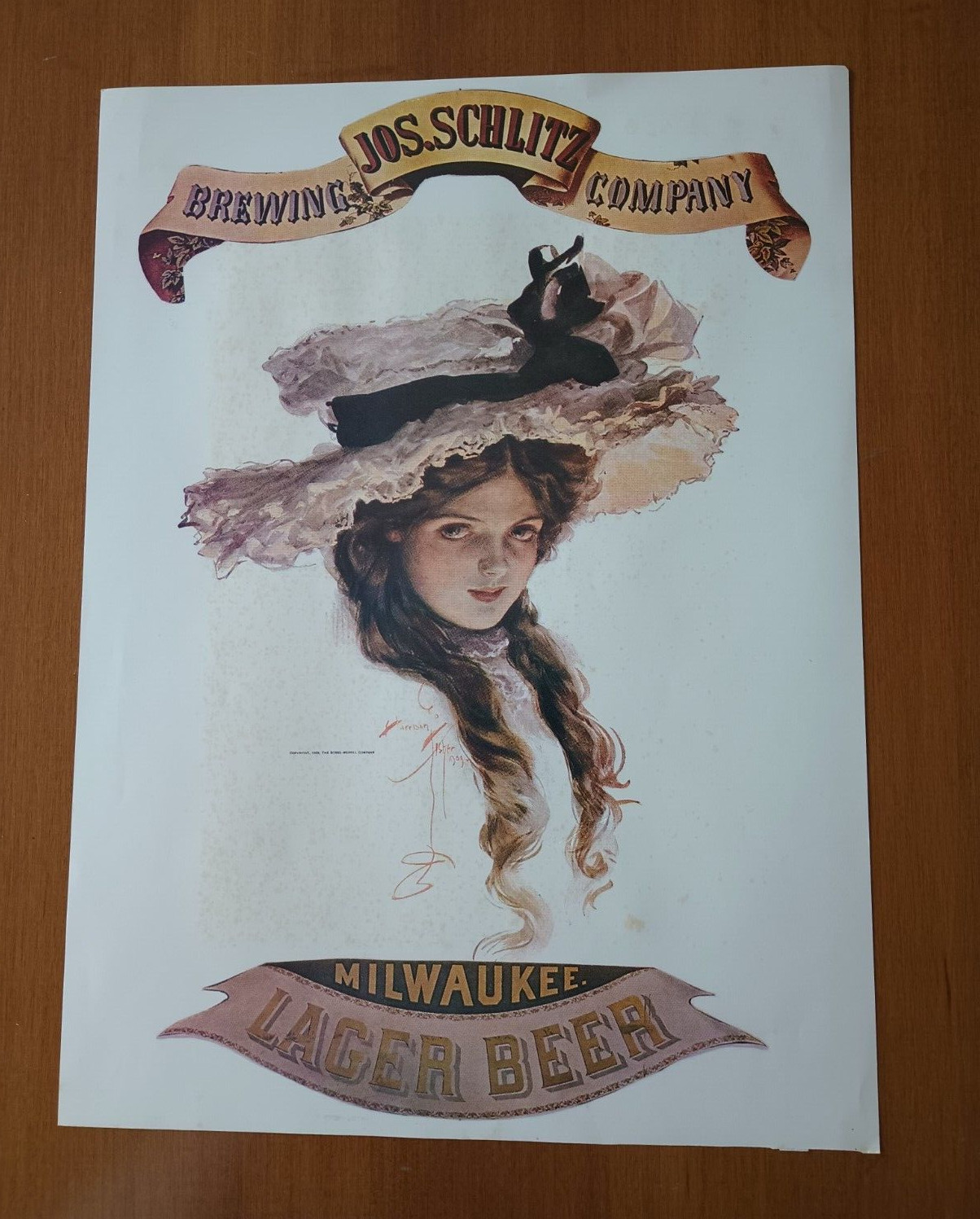 1970's SCHLITZ BEER ADVERTISING PRINT ~ Harrison Fisher