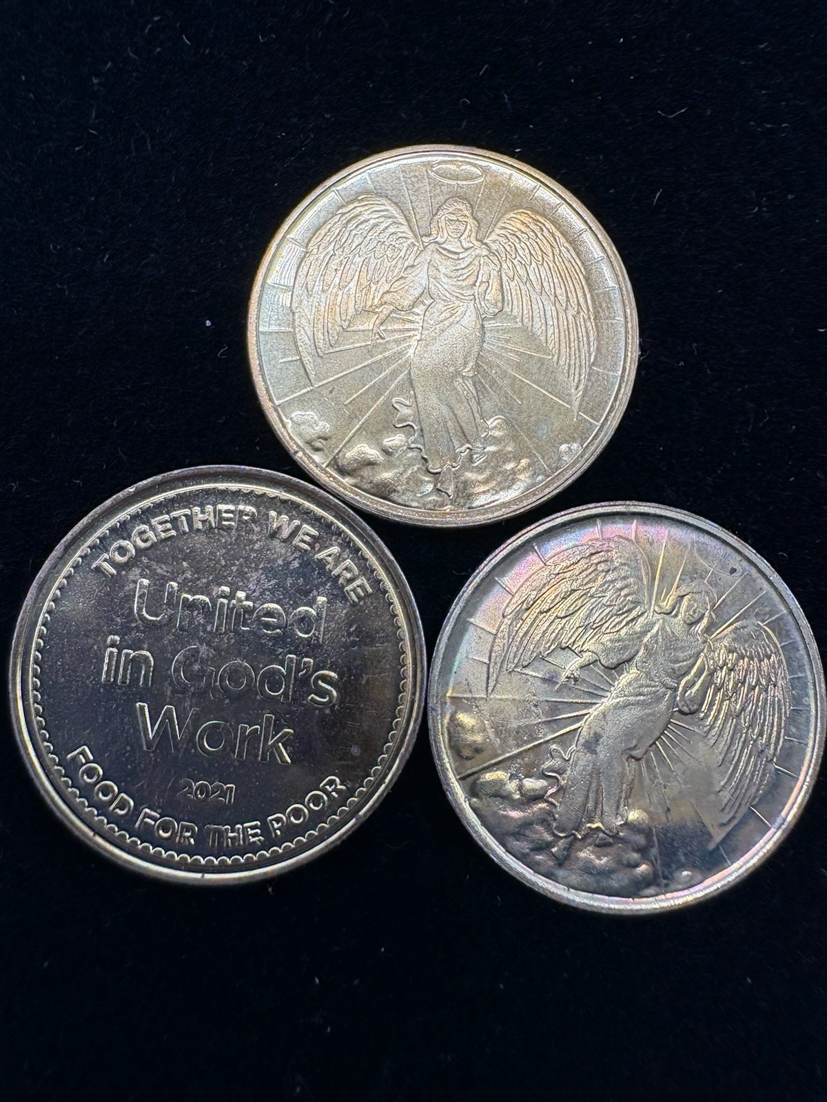 Guardian Angel Tokens Coin Medal Gold Tone Metal Very Nice Purse Or Pocket Piece