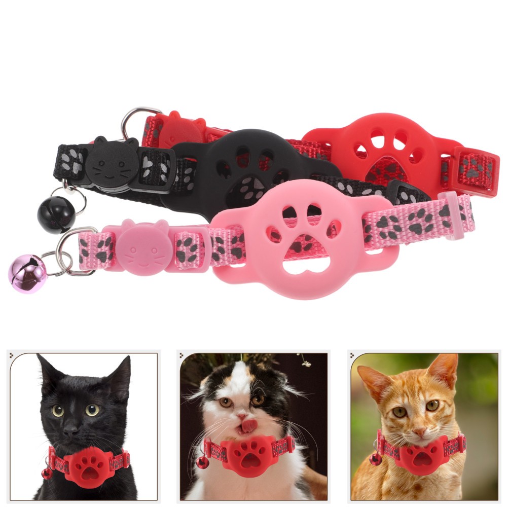  3PCS Pet Tracker Collar Holder - Cat Reflective Safety Bell Collar - Puppy