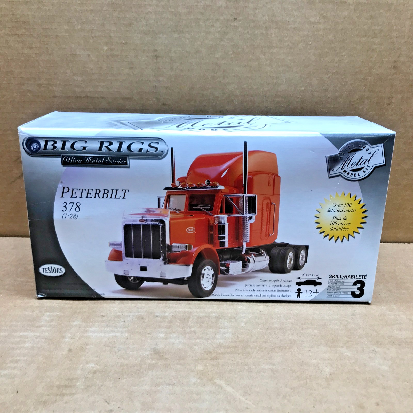 NIB Testors Big Rigs Ultra Metal Series Peterbilt 378 1:28 Model Kit 690001