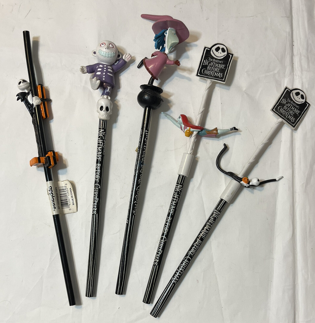 Vintage Nightmare Before Christmas Applause Lock Shock Roll PVC Pencils Lot