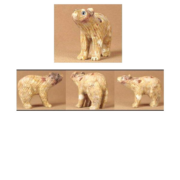 HAND CARVED BEAUTIFUL serious Large BEAR Soapstone  #366MAZ