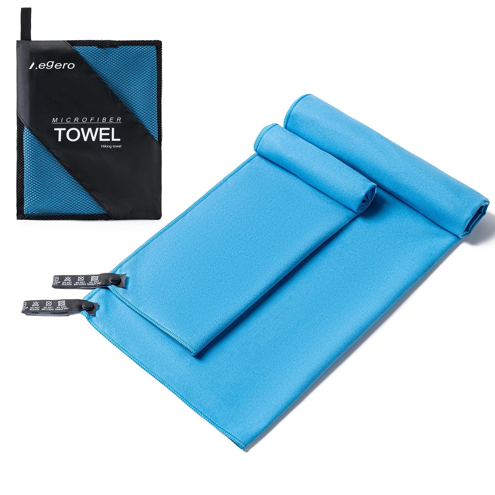 2 Pack Camping Towel Microfiber Travel Sports Quick Dry Super Absorbent Blue
