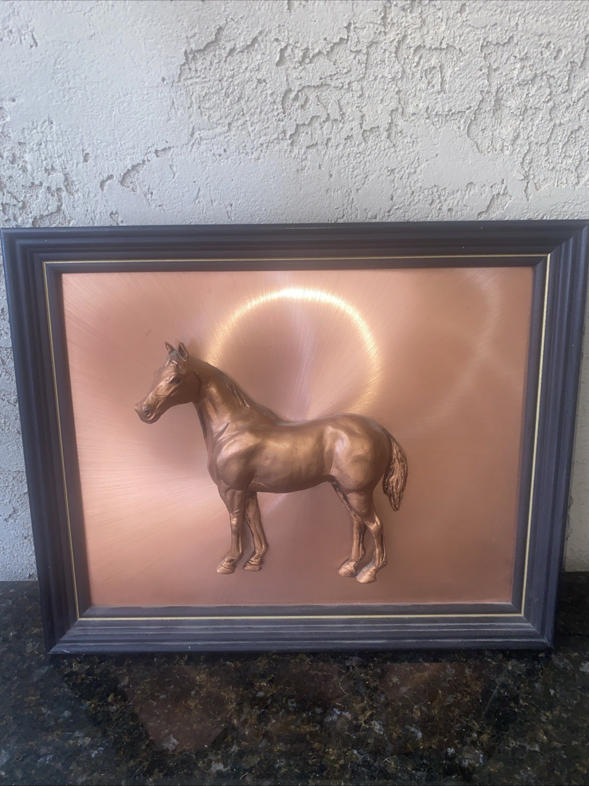 Vintage 70s 3D Copper Wall Art Horse Stallion Equestrian Mid Century Modern