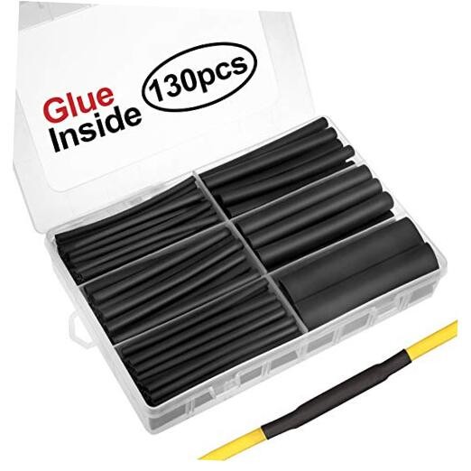 130pcs 3:1 Dual Wall Adhesive Heat Shrink Tubing Kit, 6 Sizes (Diameter): 1/2, 