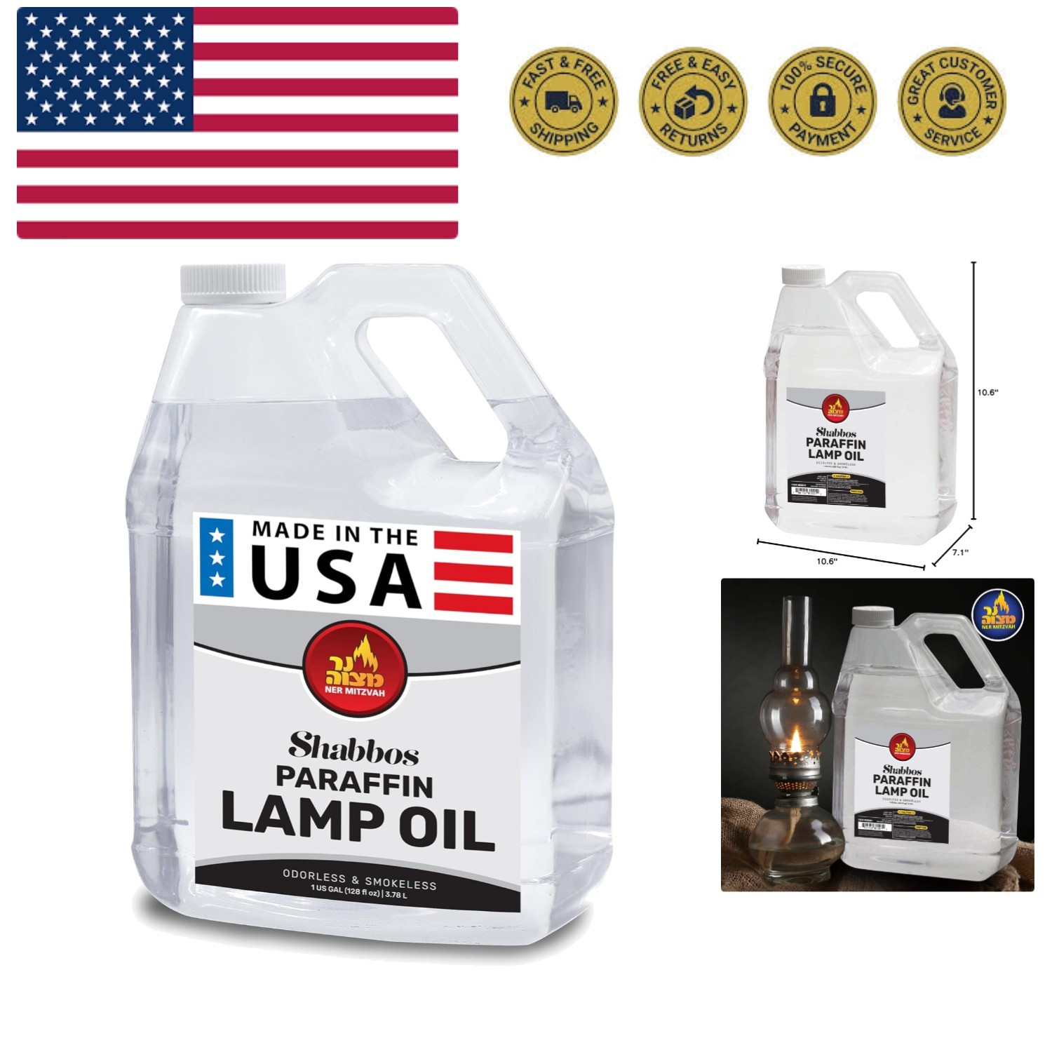 1 Gallon Paraffin Lamp Oil - Clear Smokeless, Odorless, Clean Burning Fuel fo...