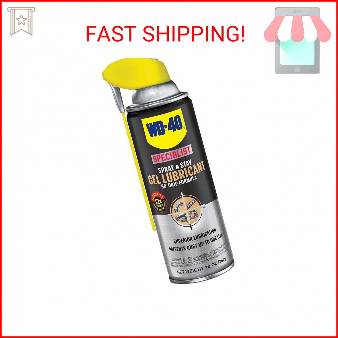 WD-40 300103 10 Oz WD-40 Specialist Spray & Stay Gel Lubricant No-Drip Formula