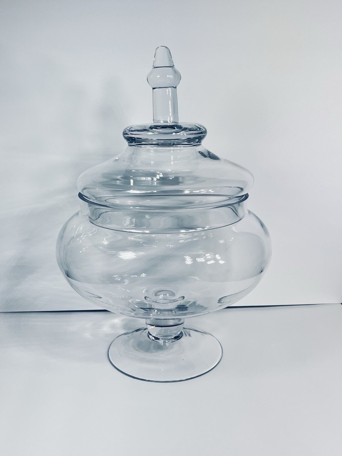 Apothecary large round  Clear Glass Jar Hand Blown Glass Jar With Lid