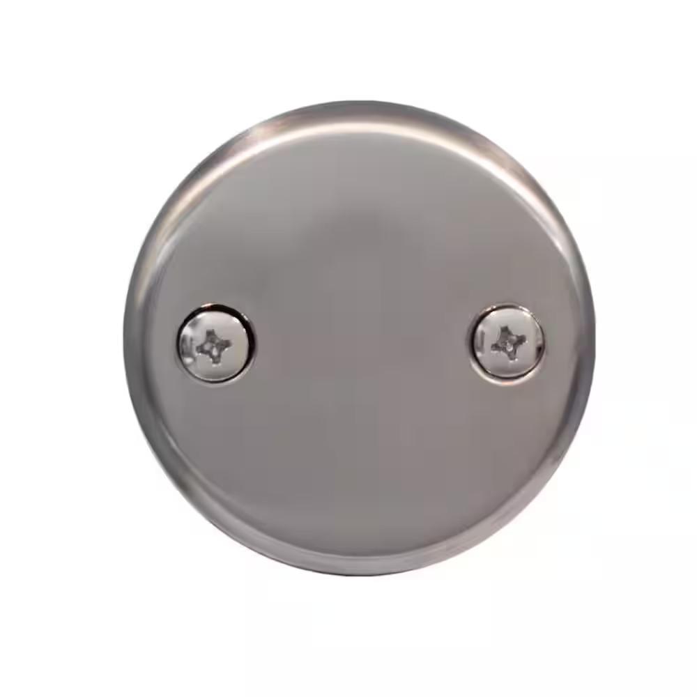 3-1/8 In. Two-Hole Bathtub Overflow Faceplate and Screws, Satin Nickel