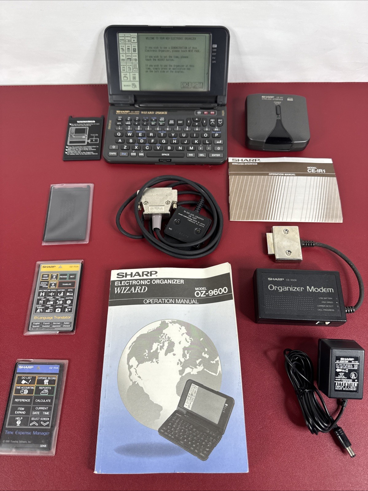 Sharp Wizard OZ-9600 256KB Organizer + Manual and Accessories - tested working